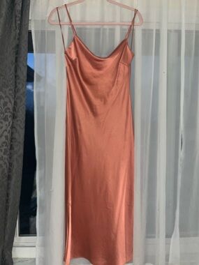 Express Satin Slip Dress in Rose Copper